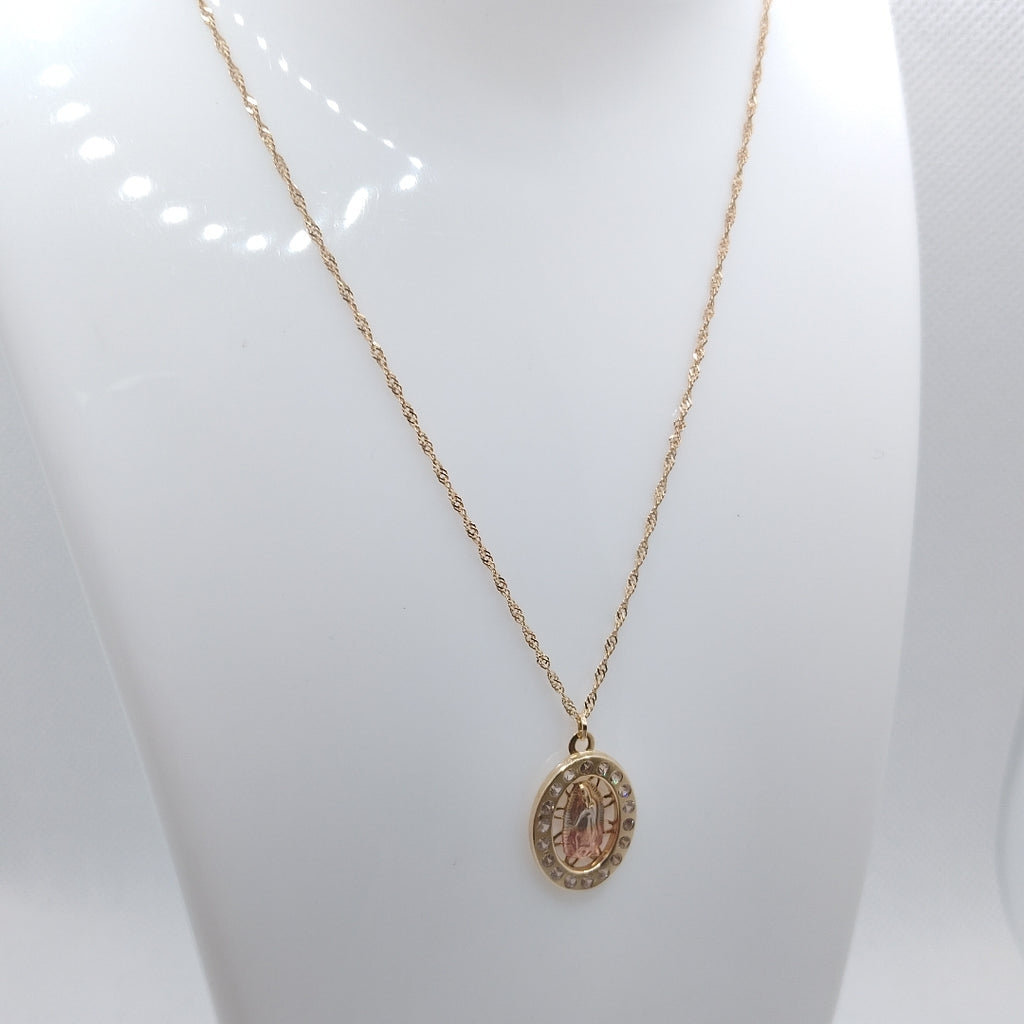CADENA, MEDALLA RELIGIOSA ORO 10 K 2 GRMS (SEMINUEVO)