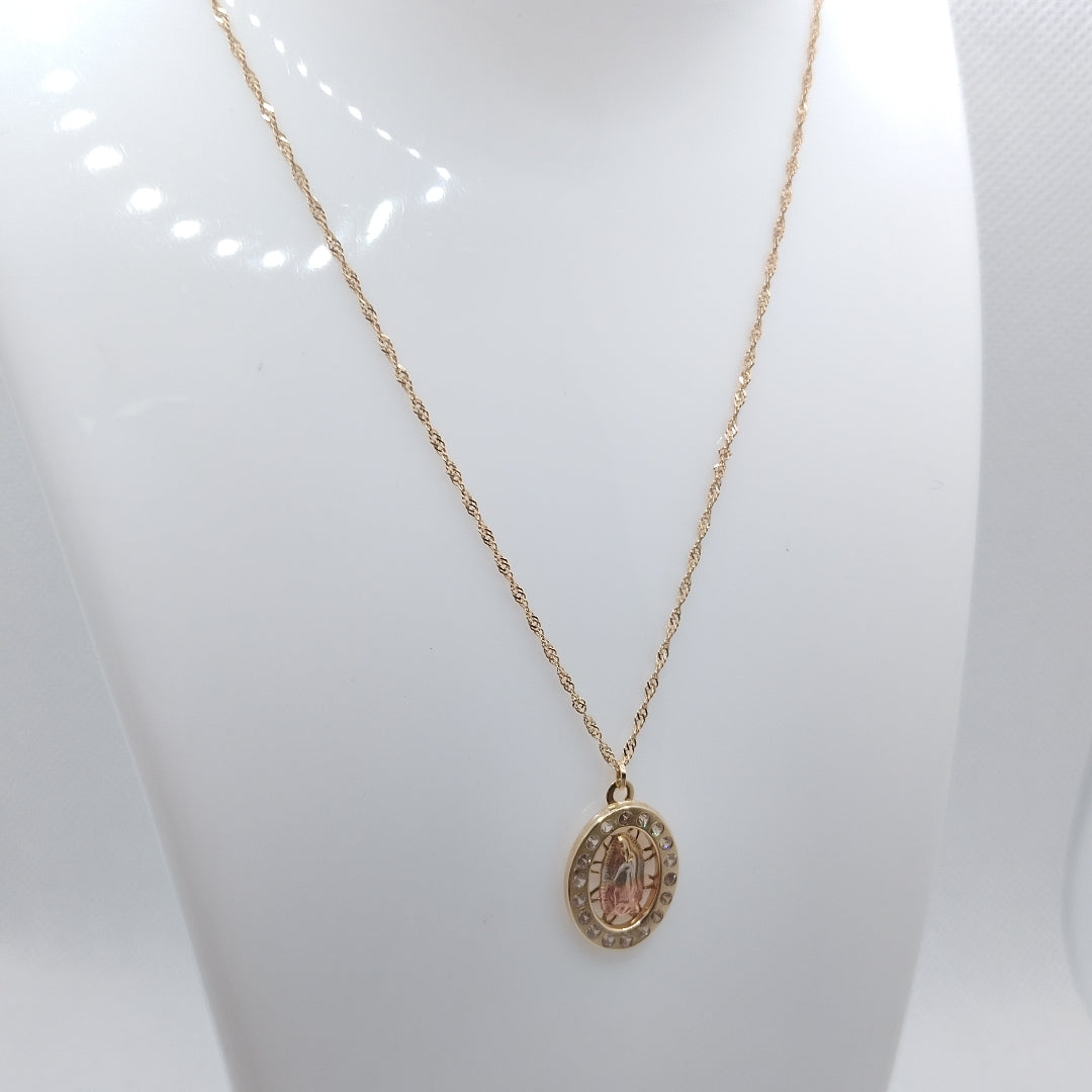 CADENA, MEDALLA RELIGIOSA ORO 10 K 2 GRMS (SEMINUEVO)