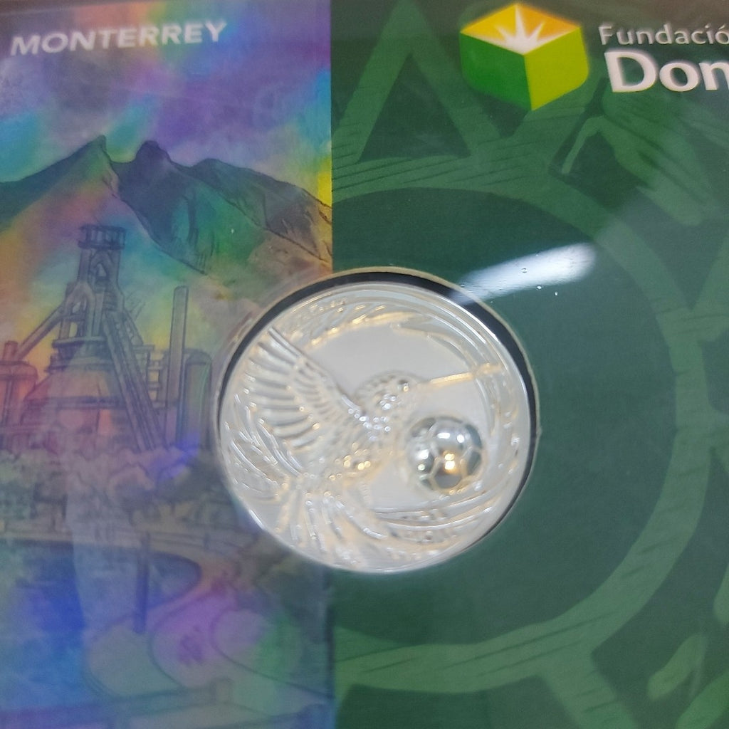 MEDALLA CONMEMORATIVA FRD FÚTBOL MOTIVO COLIBRI PLATA .925 8 GR (NUEVO)