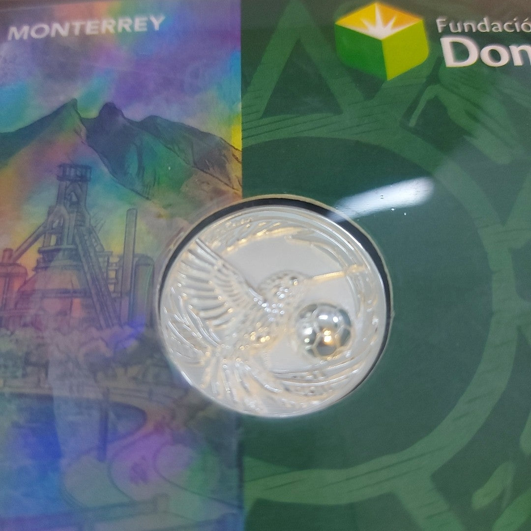 MEDALLA CONMEMORATIVA FRD FÚTBOL MOTIVO COLIBRI PLATA .925 8 GR (NUEVO)