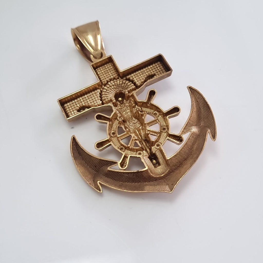 CRISTO EN ANCLA, DIJE ORO 10 K 7.7 GRMS (SEMINUEVO)