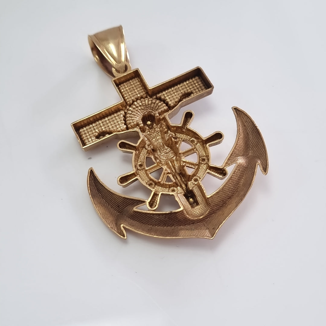 CRISTO EN ANCLA, DIJE ORO 10 K 7.7 GRMS (SEMINUEVO)