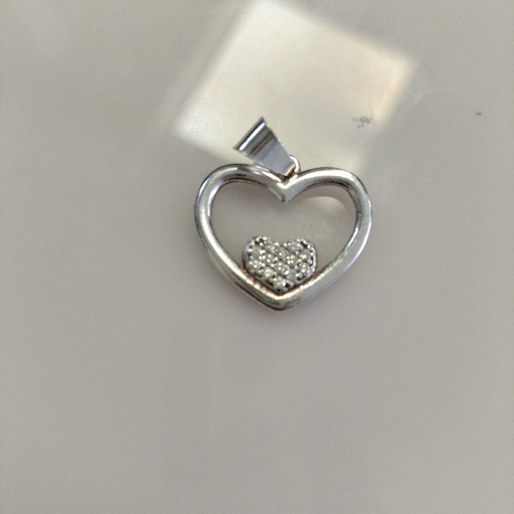 DIJE CORAZON C/CIRCONIAS PLATA .925 2.7 GR (NUEVO)