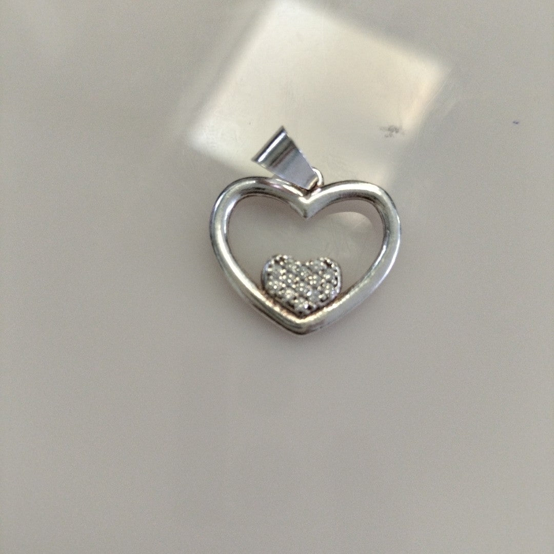DIJE CORAZON C/CIRCONIAS PLATA .925 2.7 GR (NUEVO)