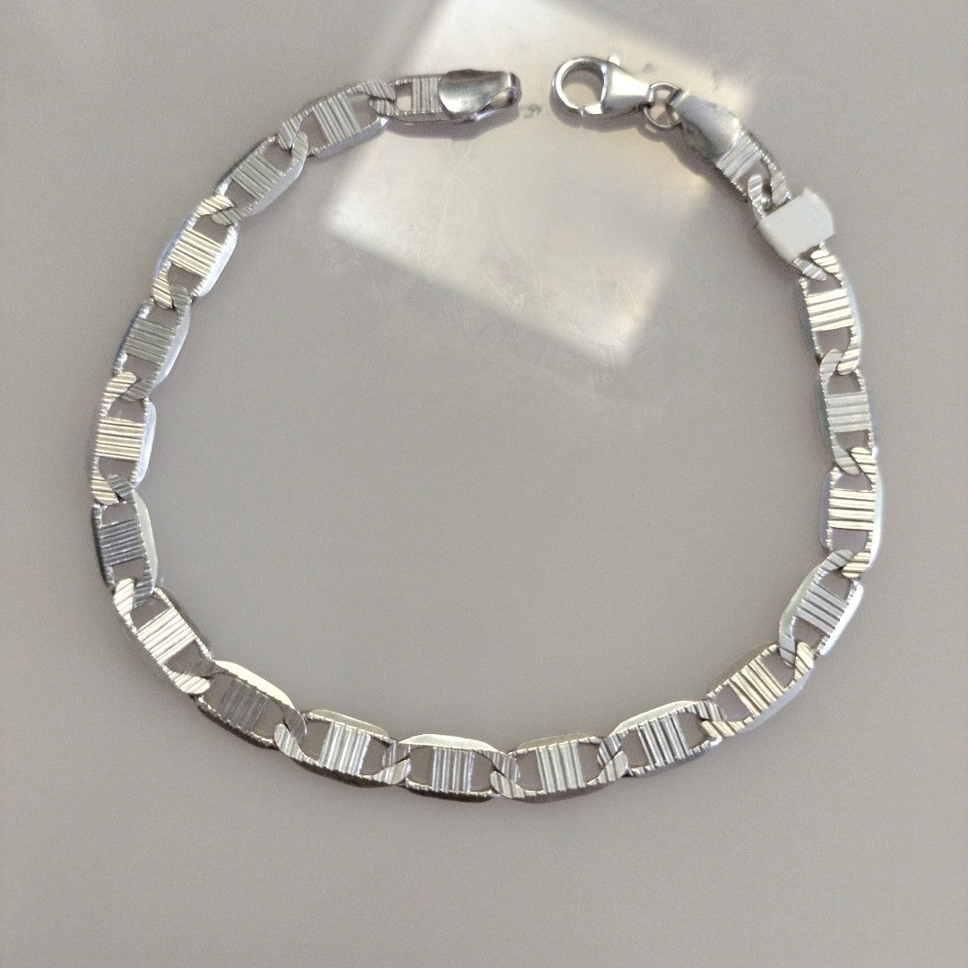 PULSERA TEJIDO ESPEJO PLATA .925 21 CM 8.1 GR (NUEVO)