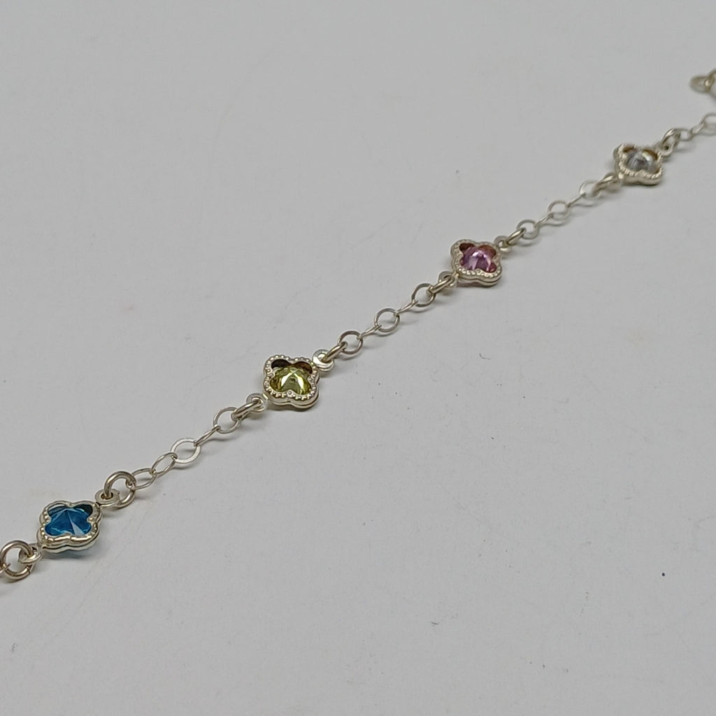 PULSERA ESPECIAL CON PIEDRAS DE COLOR PLATA .925 18 CM 3.32 GR (NUEVO)