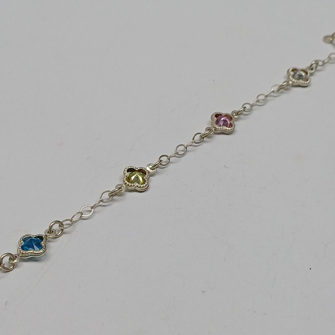 PULSERA ESPECIAL CON PIEDRAS DE COLOR PLATA .925 18 CM 3.32 GR (NUEVO)