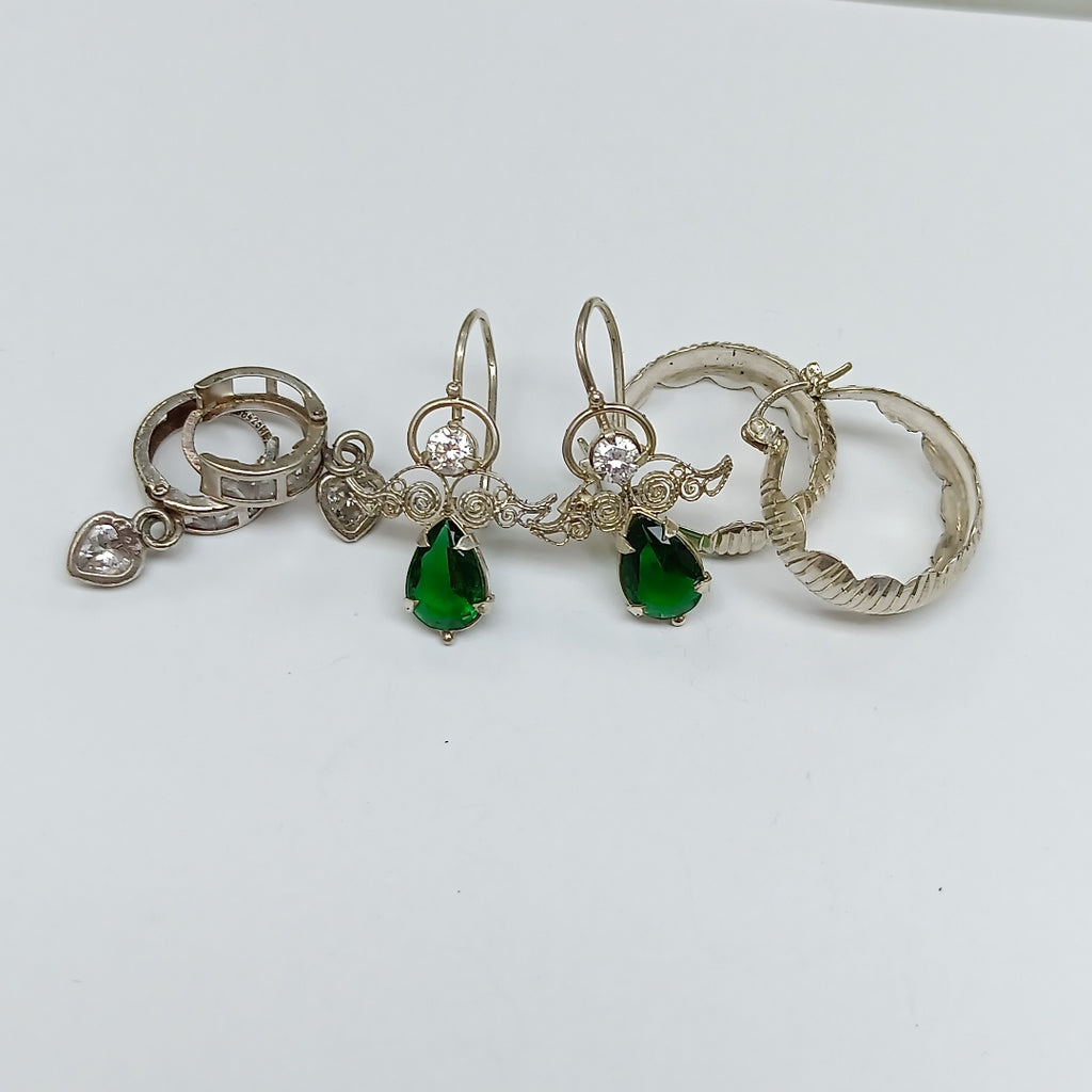ARETES PAR, ARRACADAS PAR, CADENA, DIJE, GARGANTILLA PLATA 24.8 GRMS (SEMINUEVO)