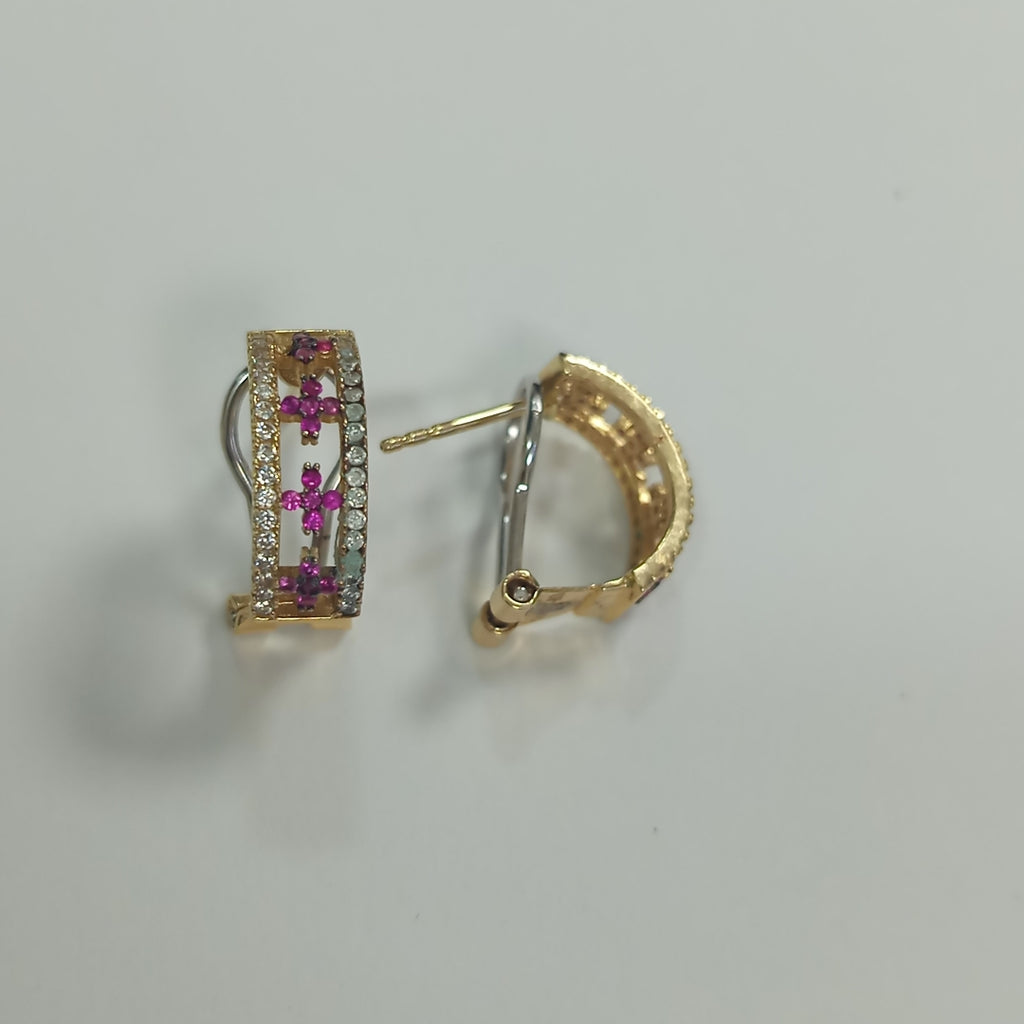ARETES PAR ORO COMBINADO 14 K 3,10 GRMS (SEMINUEVO)