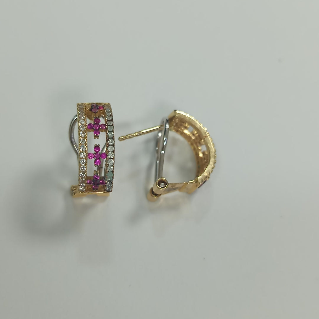 ARETES PAR ORO COMBINADO 14 K 3,10 GRMS (SEMINUEVO)