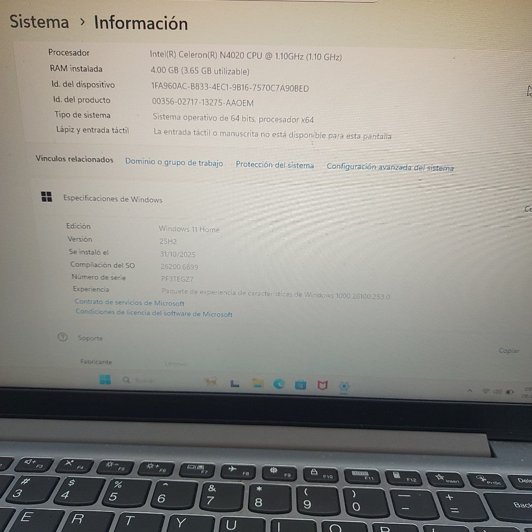LAPTOP LENOVO IDEAPAD 1 14IGL7 (2023) 64 GB SSD 4 GB RAM (SEMINUEVO)