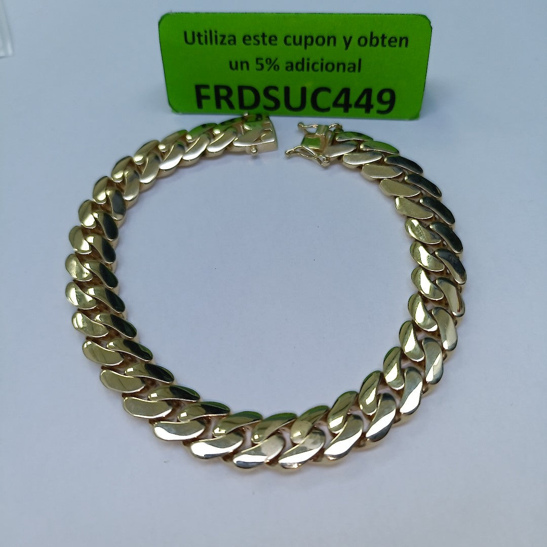 PULSERAS CABALLERO BARBADA AMARILLA ORO 10K 19.6 (NUEVO)