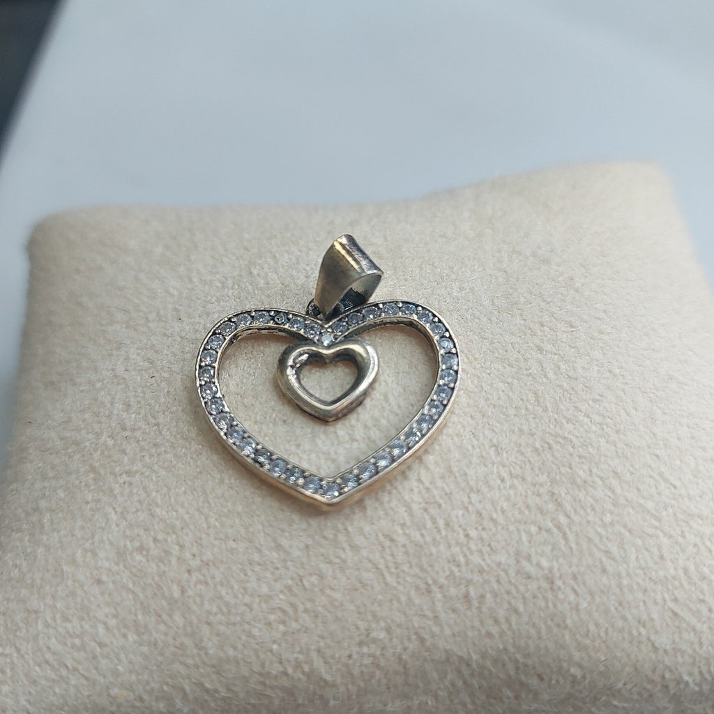 DIJE CORAZON C/CIRCONIAS PLATA .925 2.7 GR (NUEVO)