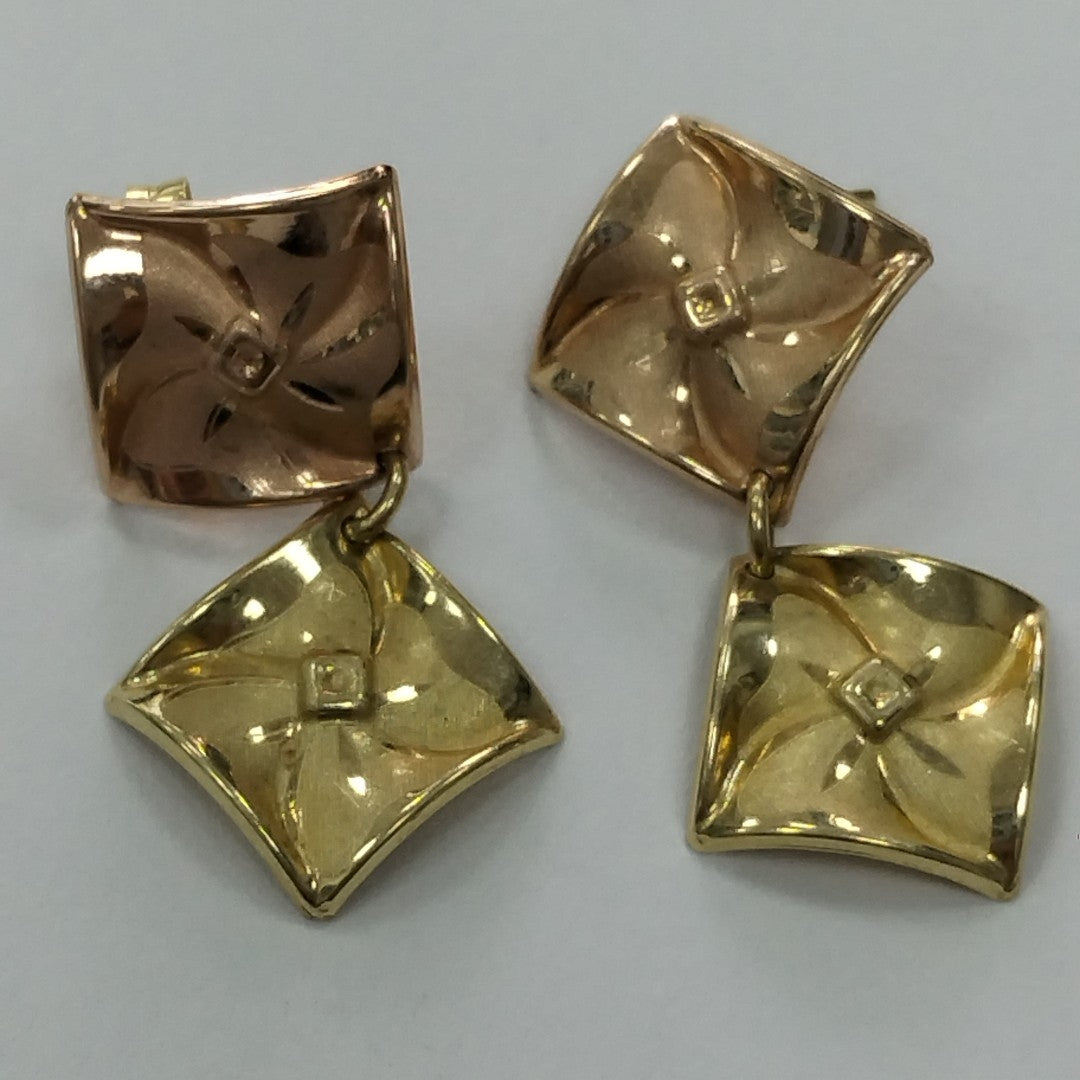 ARETES PAR ORO COMBINADO 14 K 2,70 GRMS (SEMINUEVO)
