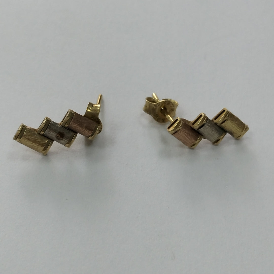 ARETES PAR ORO COMBINADO 14 K 2,10 GRMS (SEMINUEVO)