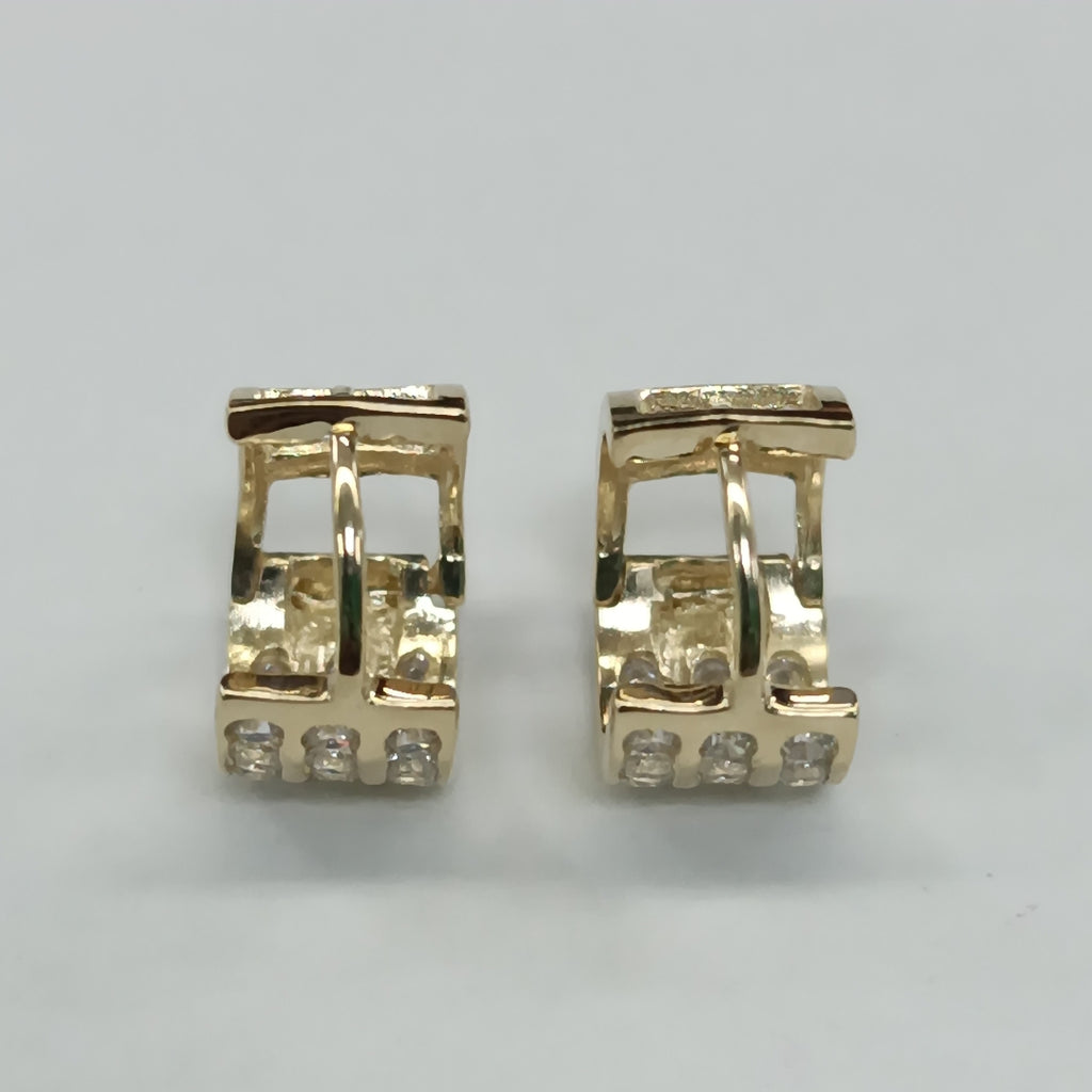 ARETES HUGGIES C CIRCONIA 14K 2.1 GR (NUEVO)