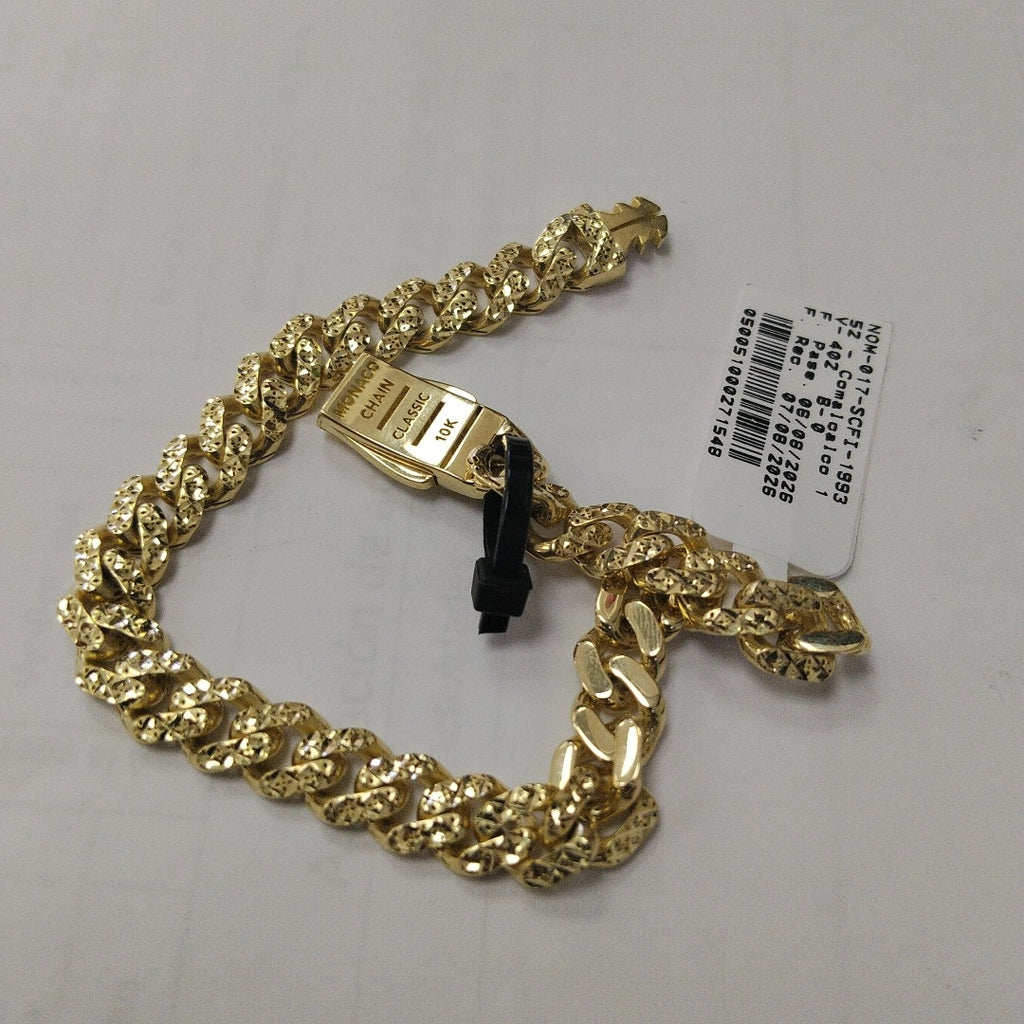 PULSERA CABALLERO MONACO ORO 10K 9.5 (NUEVO)