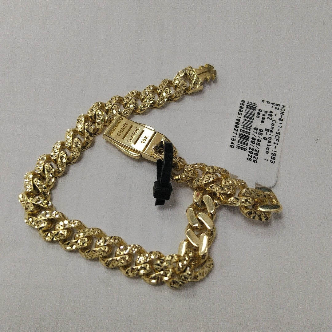 PULSERA CABALLERO MONACO ORO 10K 9.5 (NUEVO)