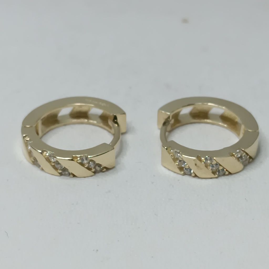 ARETES HUGGIES CON CIRCONIAS 14K 2.3 GR (NUEVO)