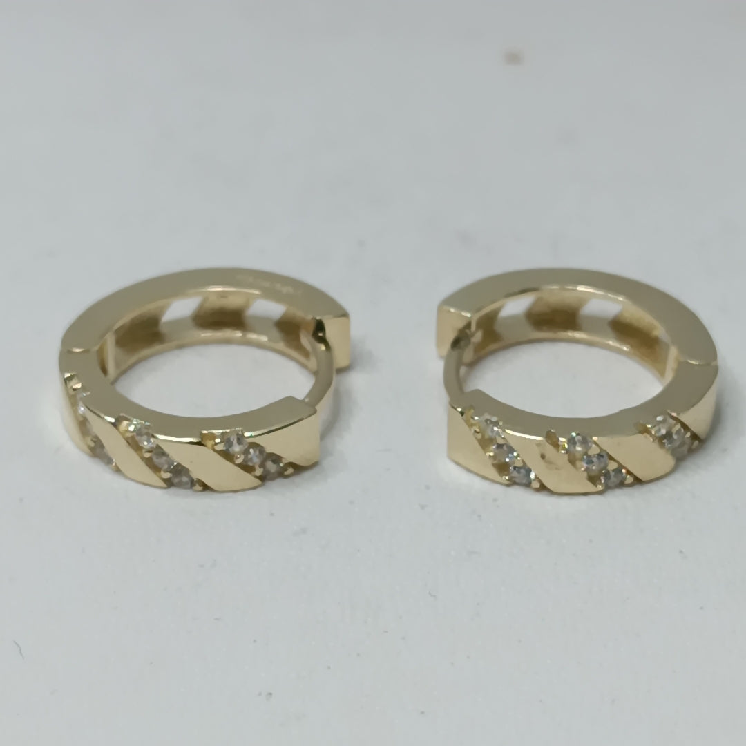 ARETES HUGGIES CON CIRCONIAS 14K 2.3 GR (NUEVO)