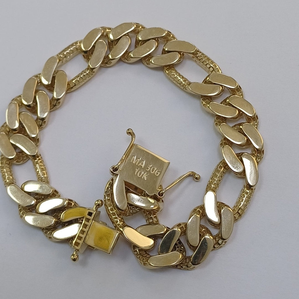 PULSERAS CABALLERO CARTIER 3 1 AMARILLA ORO 10K 14.3 (NUEVO)