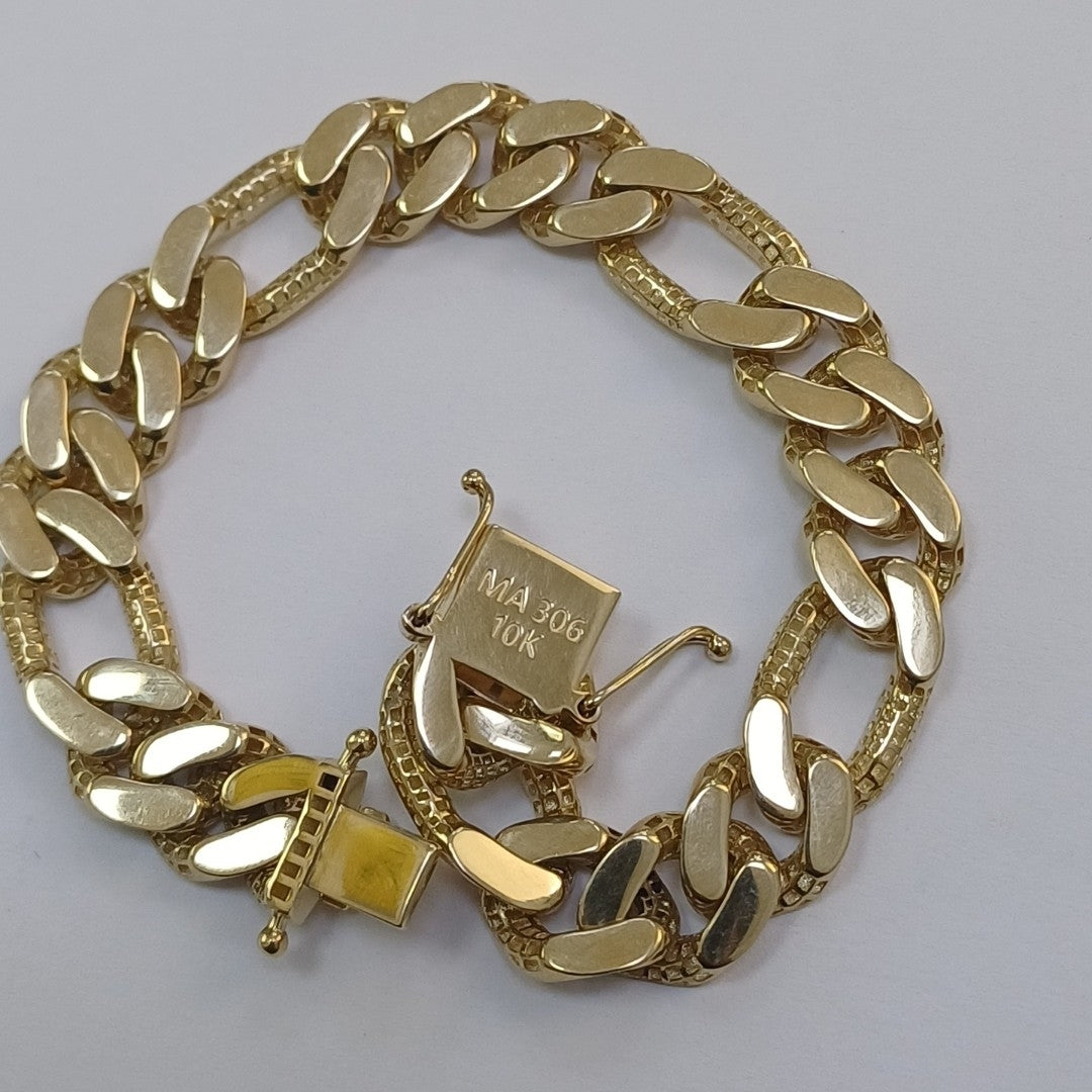 PULSERAS CABALLERO CARTIER 3 1 AMARILLA ORO 10K 14.3 (NUEVO)