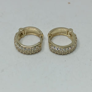 ARETES HUGGIE CON CIRCONIAS 14K 2 GR (NUEVO)