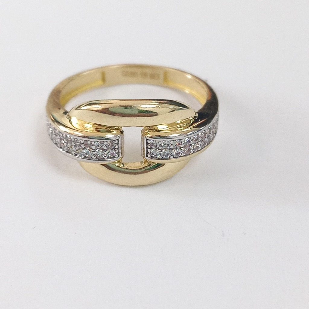 ANILLO ANILLITO C CIRCONIAS 10K 7.5 TALLA 2.6 GR (NUEVO)