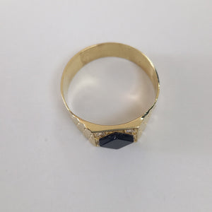 ANILLOS CON ONIX Y CIRCONIAS 14K TALLA 11.5 4.4 GR (NUEVO)