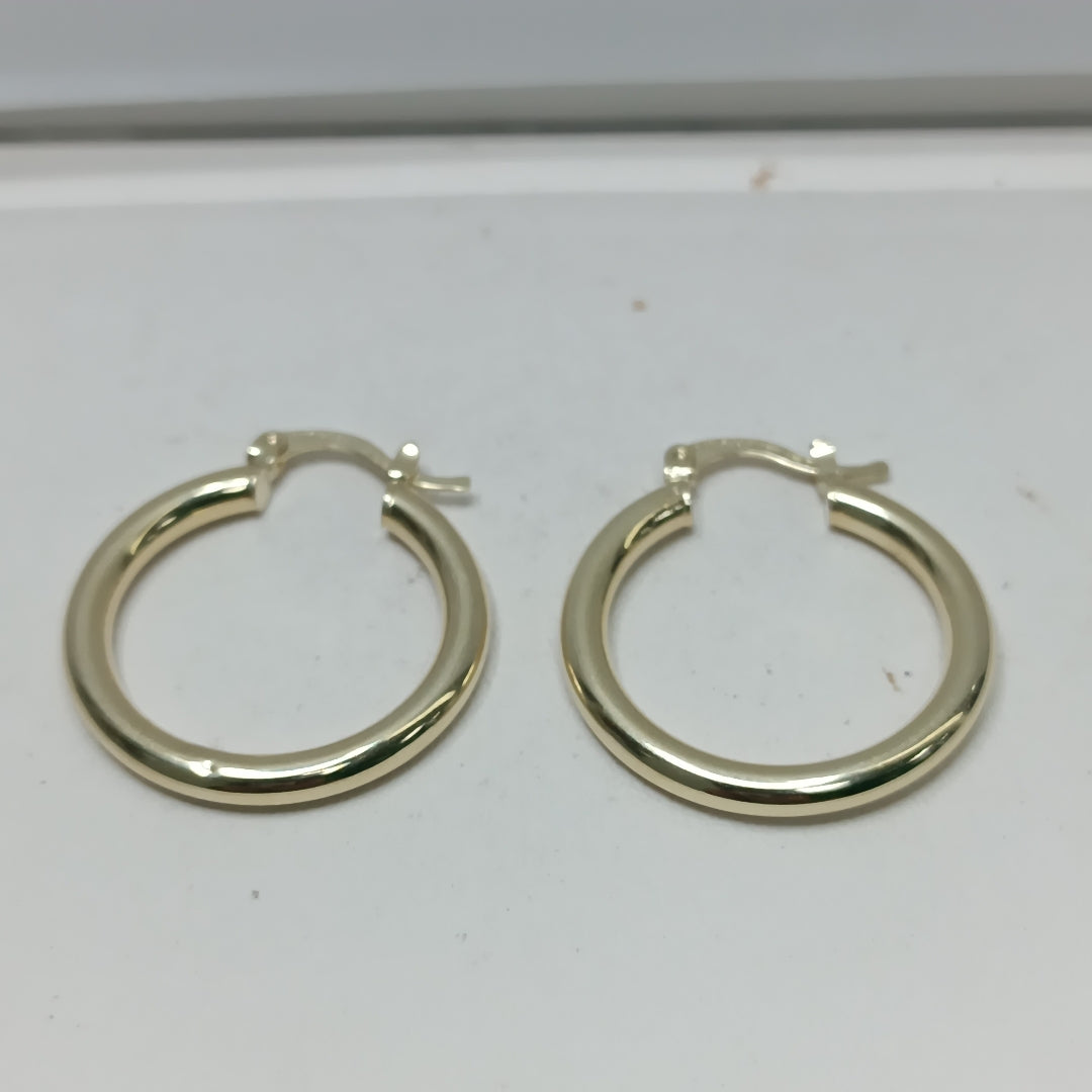 ARETES TEJIDO ARRACADAS LISAS HUECAS 14K 2.2 GR (NUEVO)