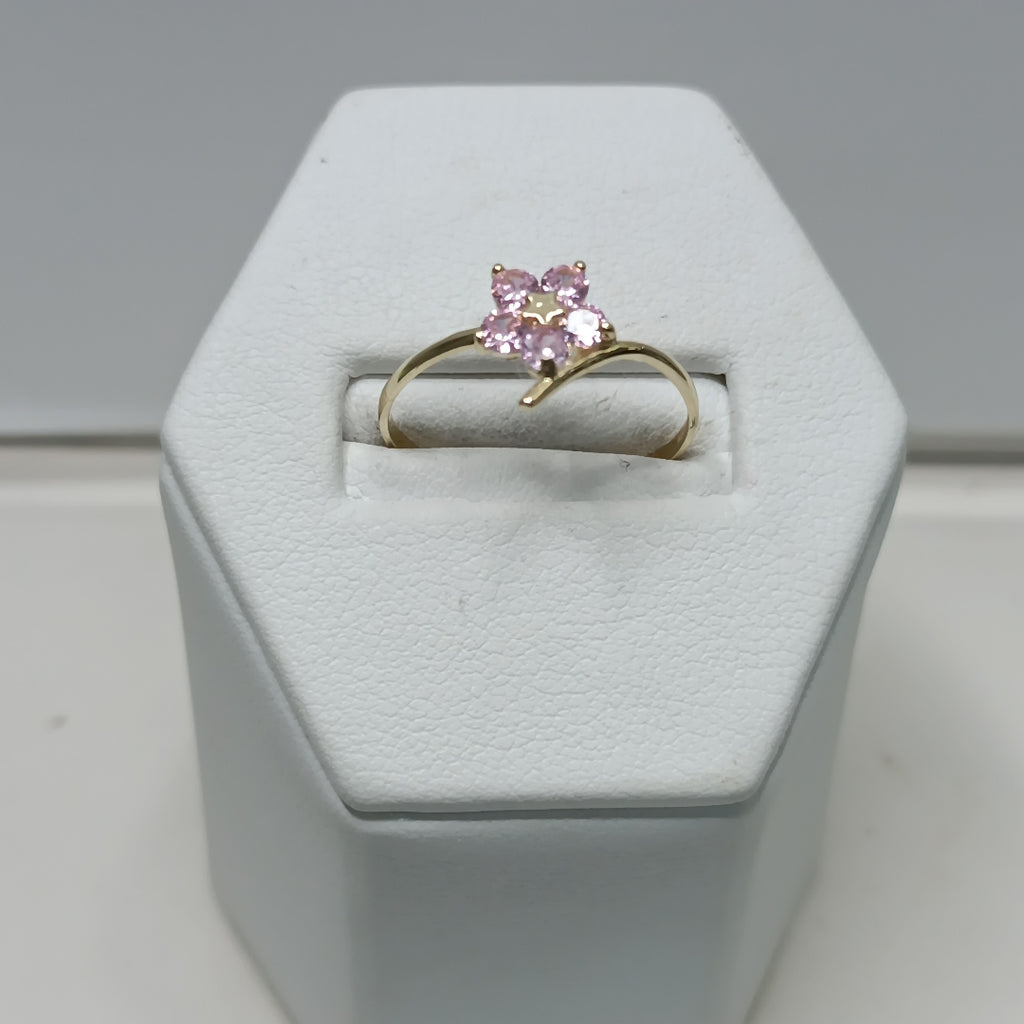 ANILLOS FIG FLOR CON PDRAS COL ROSA 14K TALLA 8 1 GR (NUEVO)