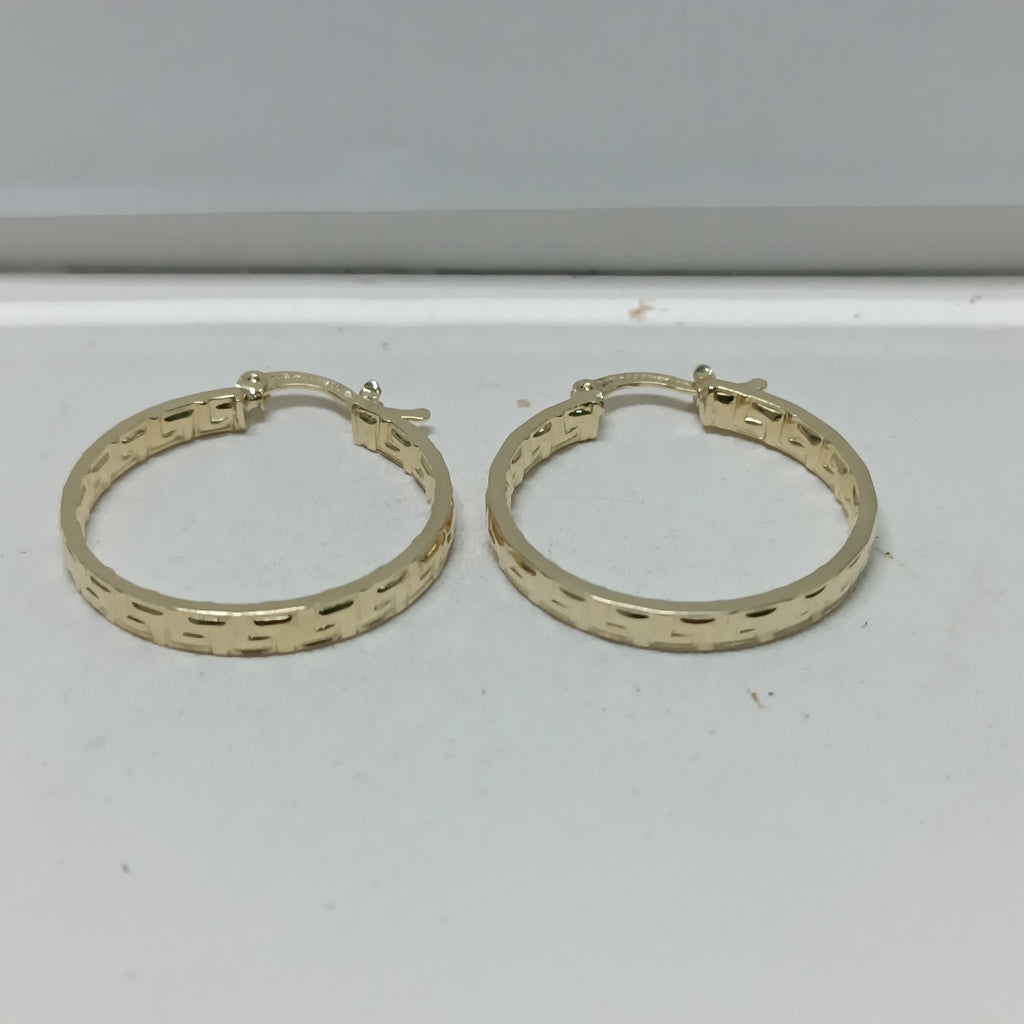 ARETES TEJIDO ARRACADA CON GRECAS 14K 2.7 GR (NUEVO)