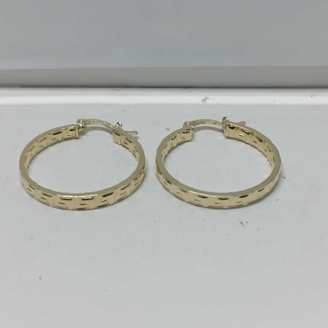 ARETES TEJIDO ARRACADA CON GRECAS 14K 2.7 GR (NUEVO)