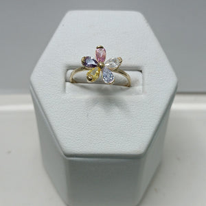 ANILLOS FLOR CON PIEDRAS DE COLOR 14K TALLA 7 1.4 GR (NUEVO)