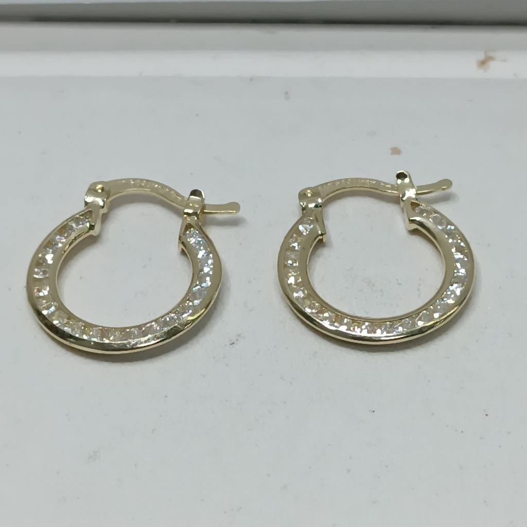 ARETES ARRACADAS CON CIRCONIAS 14K 2.3 GR (NUEVO)