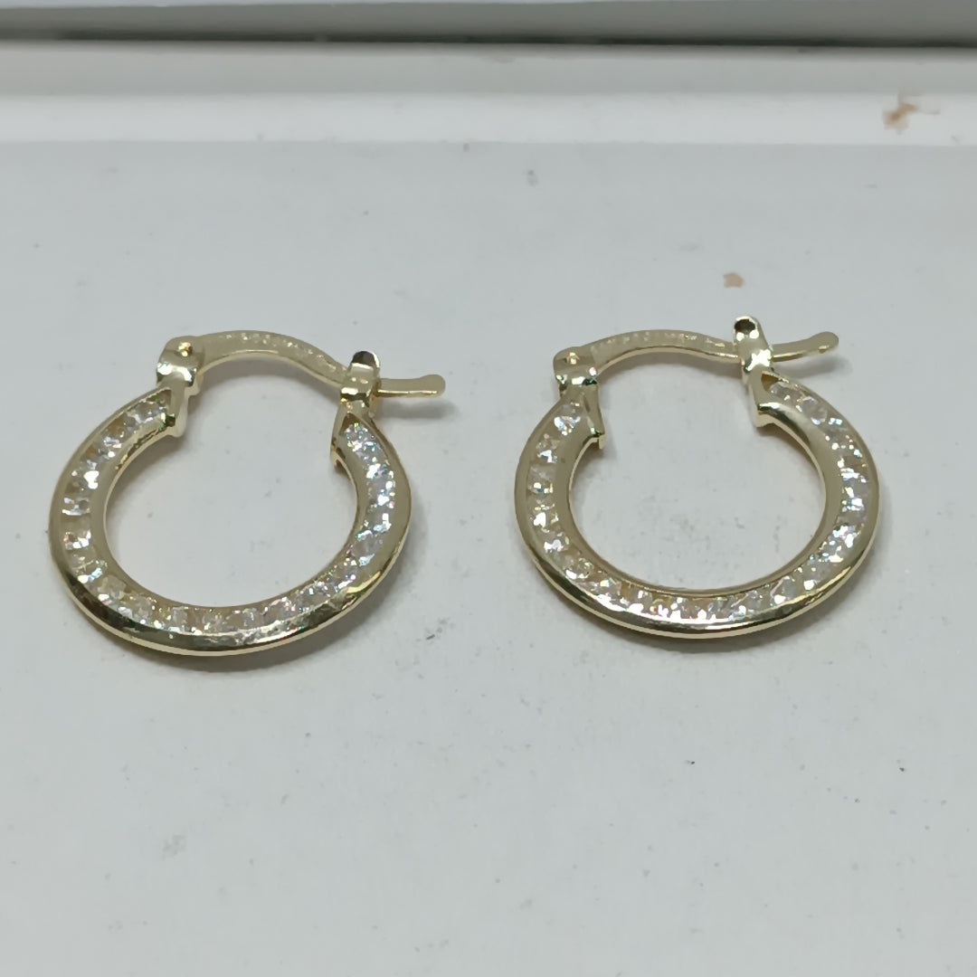ARETES ARRACADAS CON CIRCONIAS 14K 2.3 GR (NUEVO)