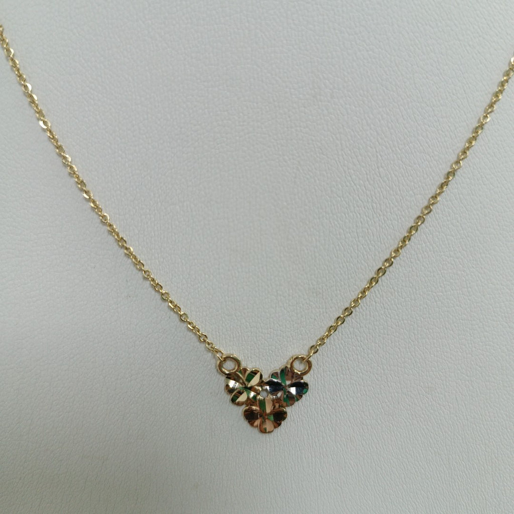 CADENA TEJIDO GARGANTILLA ESPECIAL C FLORES 14K 45 CM 2.9 GR (NUEVO)