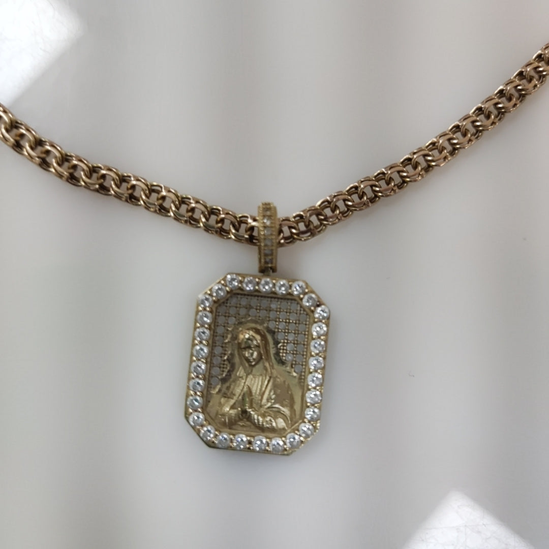 CADENA, MEDALLA RELIGIOSA ORO 8 K 13.2 GRMS (SEMINUEVO)