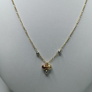 CADENA GARGANTILLA 3X1 CON ESFERAS COMBINADAS 14K 45 CM 3.1 GR (NUEVO)