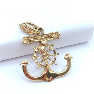 CRISTO EN ANCLA ORO 14 K 3.6 GRMS (SEMINUEVO)