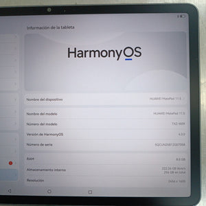TABLETA HUAWEI MATEPAD 11.5 TXZ-W09 (2025) 256 GB 8 GB RAM (SEMINUEVO)