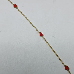PULSERA ESPECIAL CON CORAZONES 14K 18 CM 1.4 GR (NUEVO)