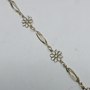 PULSERA ESPECIAL CON FLORES 14K 18 CM 2.5 GR (NUEVO)