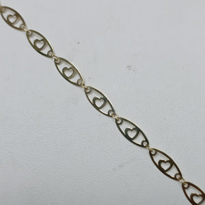 PULSERA TEJIDO ESPECIAL CON CORAZON 14K 18 CM 1.3 GR (NUEVO)