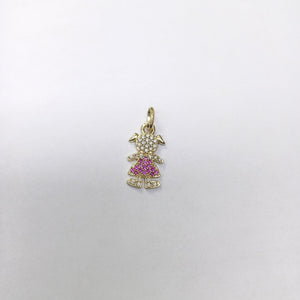 DIJE NIÑA CON CIRCONIAS Y PIEDRAS DE COLOR 10K 1.1 GR (NUEVO)