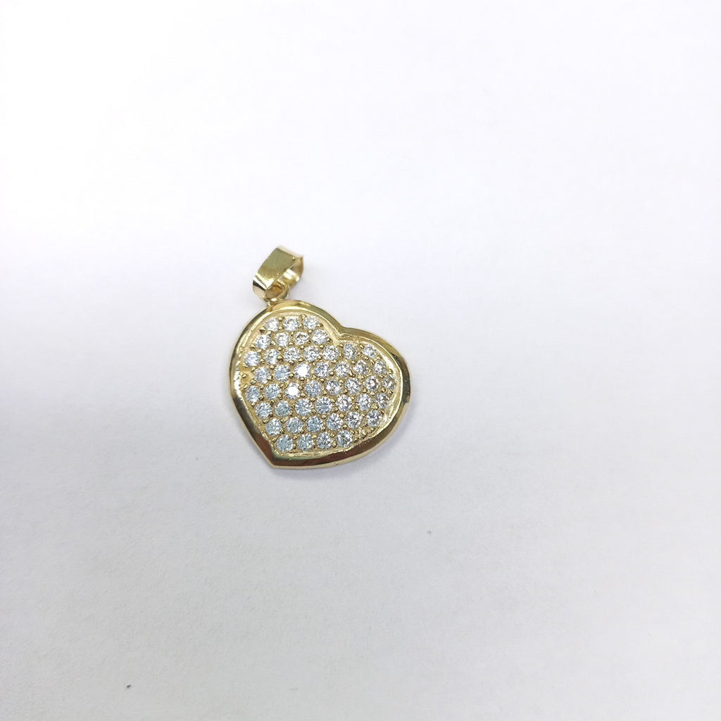 DIJE TEJIDO CORAZON CON CIRCONIAS 14K 1.7 GR (NUEVO)
