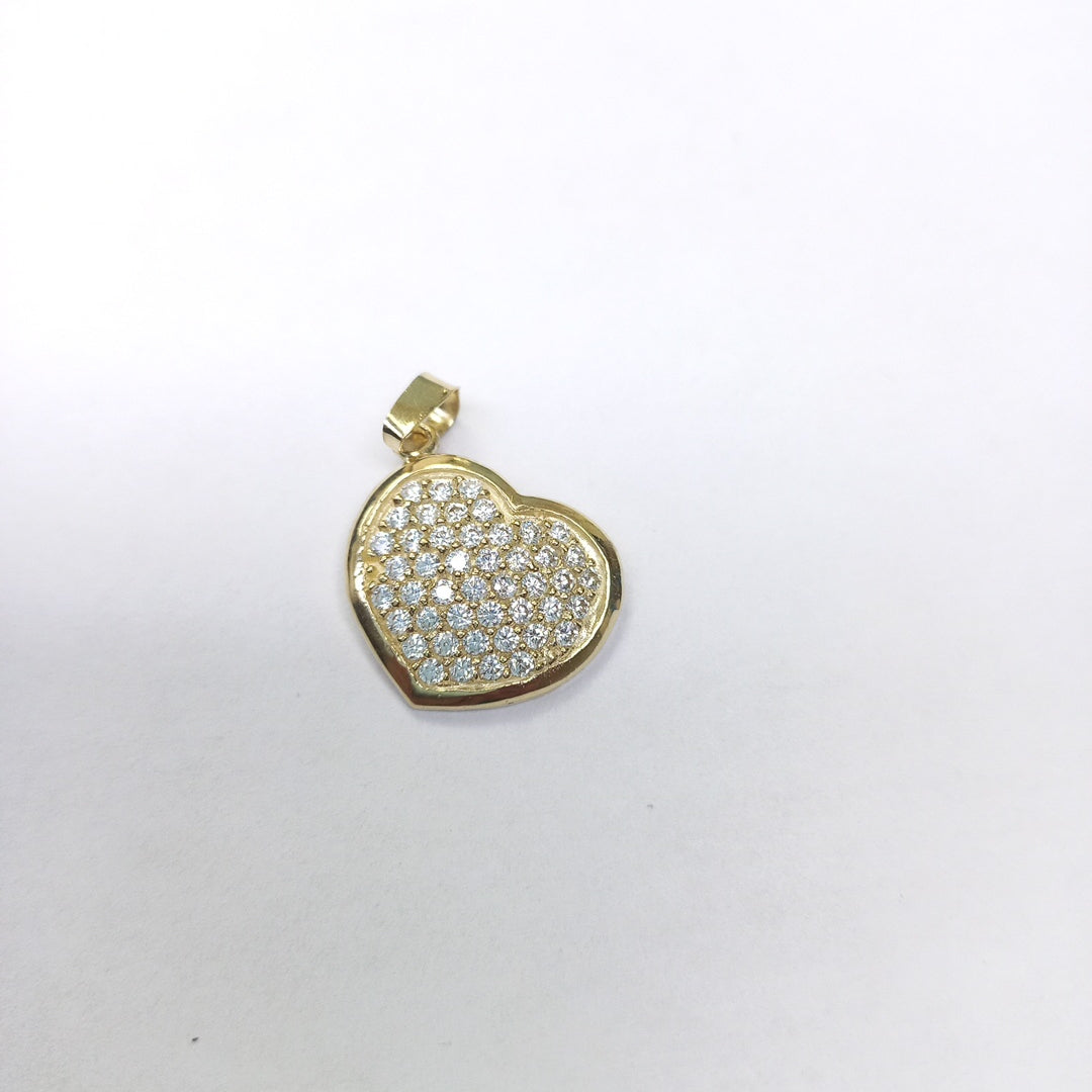 DIJE TEJIDO CORAZON CON CIRCONIAS 14K 1.7 GR (NUEVO)