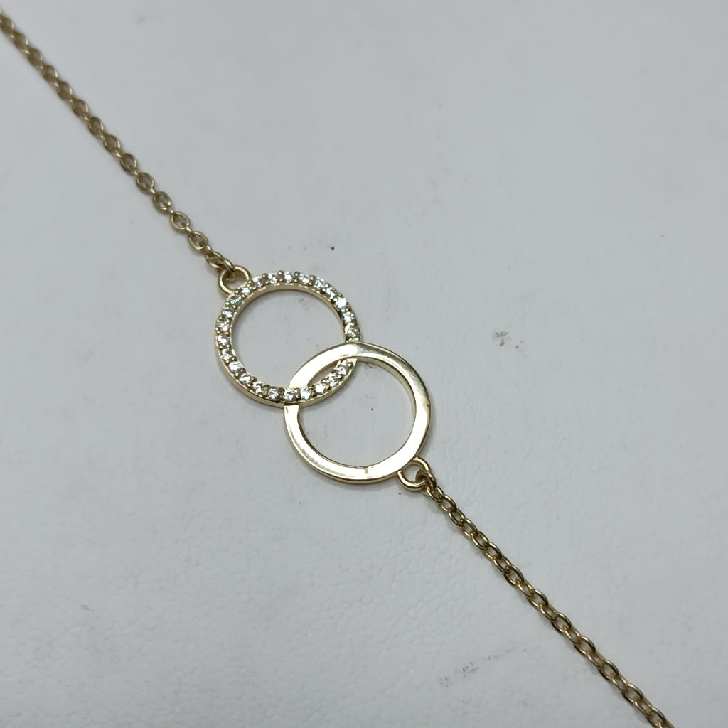 PULSERA TEJIDO ESPECIAL FIG AROS UNIDOS C CIRCS 14K 18 CM 2.1 GR (NUEVO)