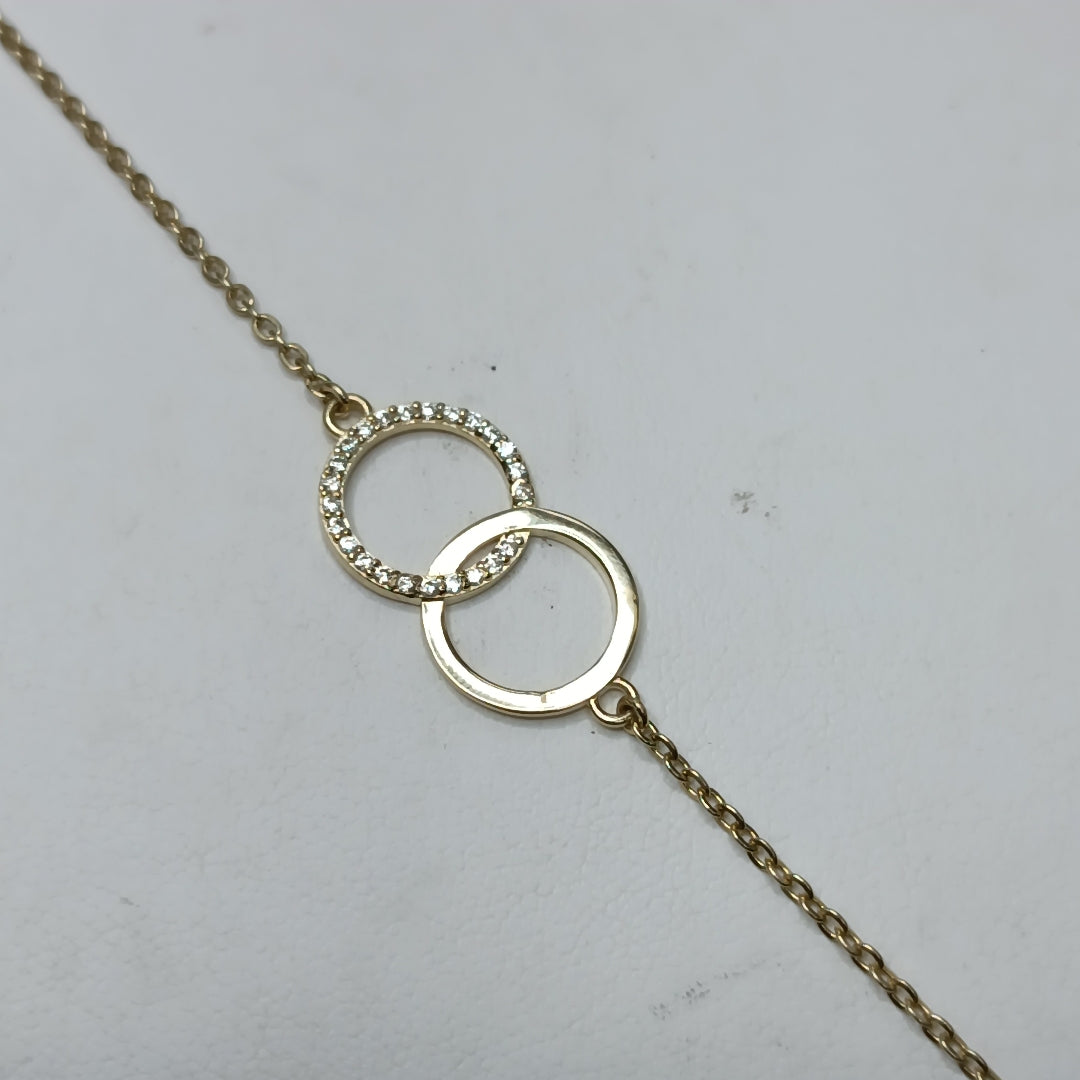PULSERA TEJIDO ESPECIAL FIG AROS UNIDOS C CIRCS 14K 18 CM 2.1 GR (NUEVO)