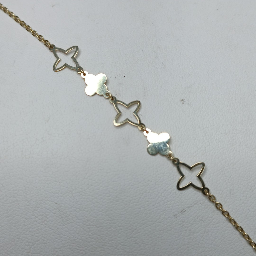 PULSERA TEJIDO ESP CON TREBOL 14K 18 CM 1.6 GR (NUEVO)